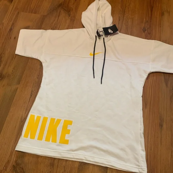 White Nike short sleeve hoodie sleeveless hoodie - Picture 2 of 5